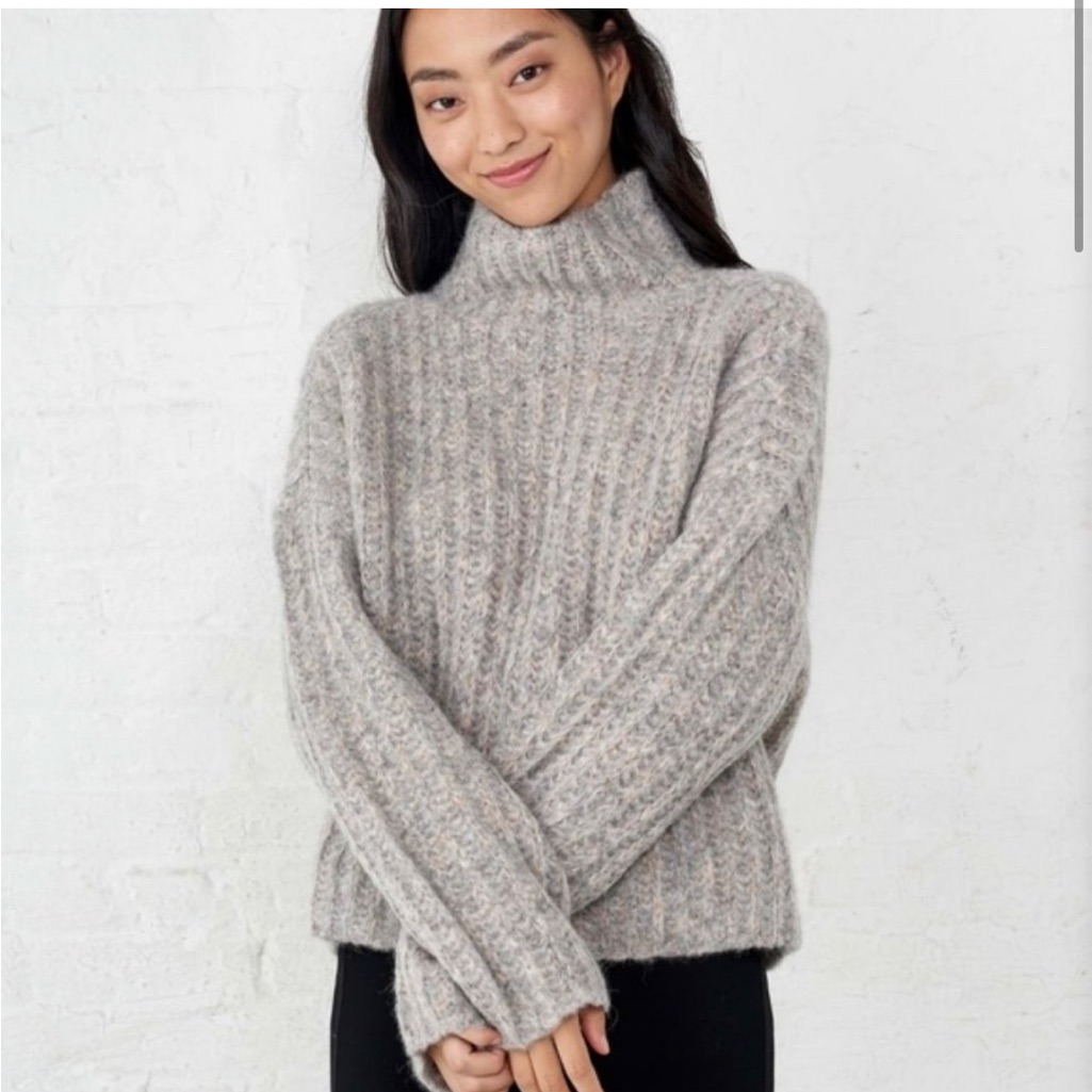 La Ligne Funnel Neck Crop Oversized Grey Sweater